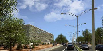 Complex of offices and shops with a multi-level garden / Tamir Addadi Architecture